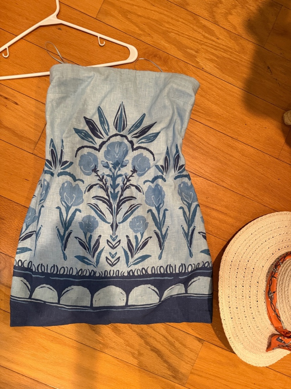 Abercrombie & Fitch Light Blue Floral Strapless Dress
